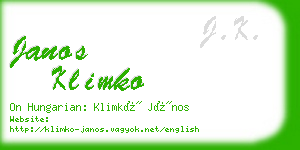 janos klimko business card